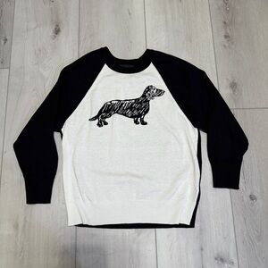 Banana Republic Women's Black and White Dachshund Dog Sweater Size Extra Small